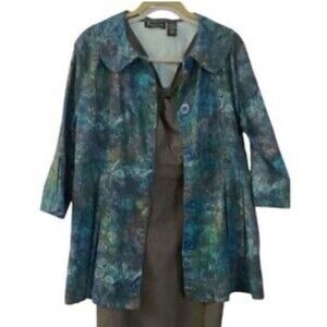 NTW Frazzle womans size M  jacket babydoll blue spiral print tie dye print